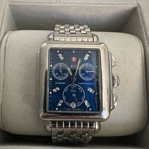 Michele Deco Diamond blue face watch